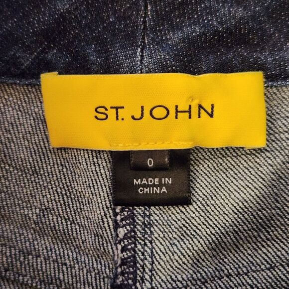St. John Yellow Label Hi-Rise Dark Denim Straight Leg Jeans, Classic Luxury Sz 0 - Picture 4 of 10